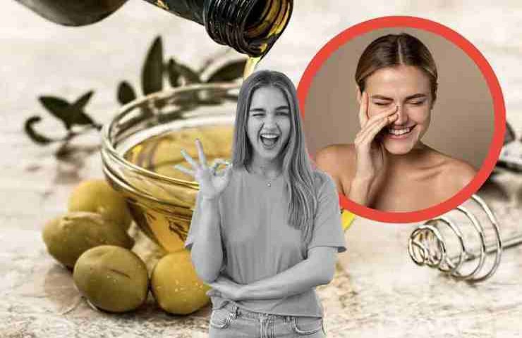 Ragazza mostra l'ok all'olio d'oliva