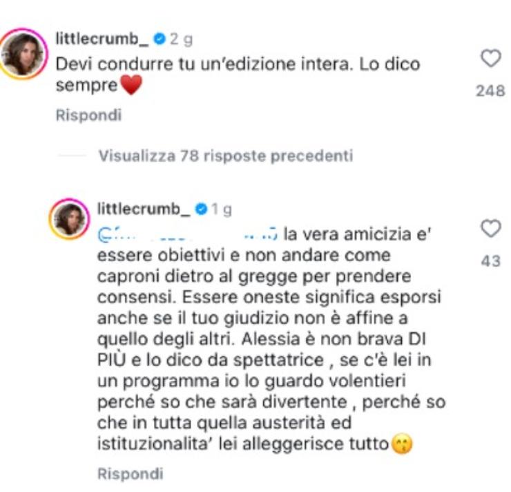 risposta di elisabetta canalis al post di alessia marcuzzi