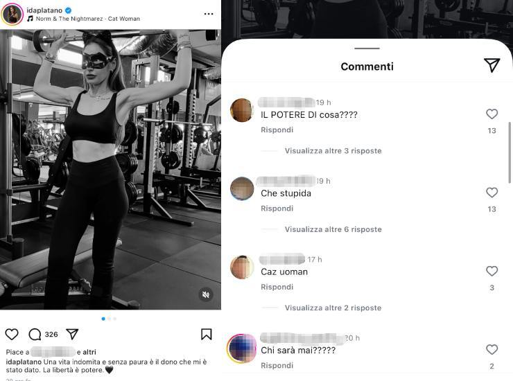 Foto di Ida Platano in palestra e commenti negativi su di lei